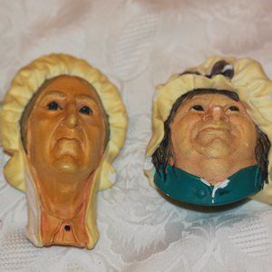 Vtg Betsey Trotwood & Sarah Gamp handpainted Bossons figure  England chalk head